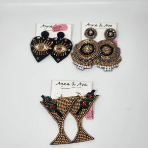 Anna & Ava Gold and Black Beaded Earrings Set